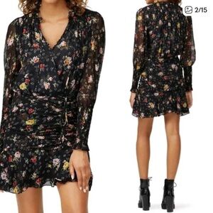 Veronica Beard Black Floral Long Sleeve Dress